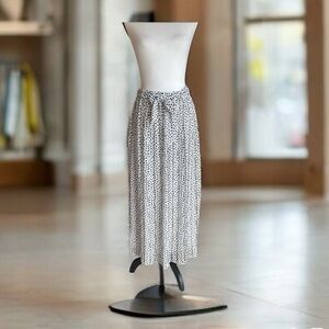 Joie Black and White Pleated Maxi Skirt with Tie Front M